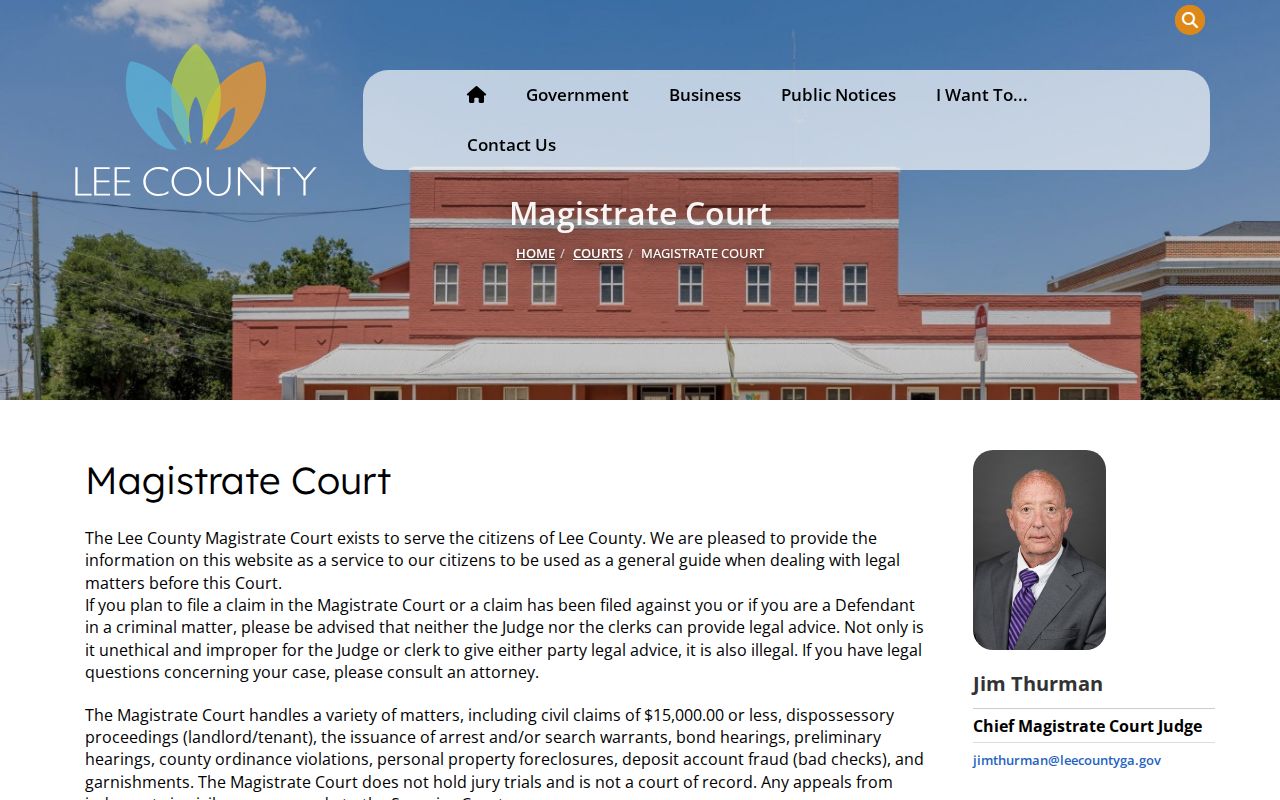 Lee County warrant search routing through Magistrate Court