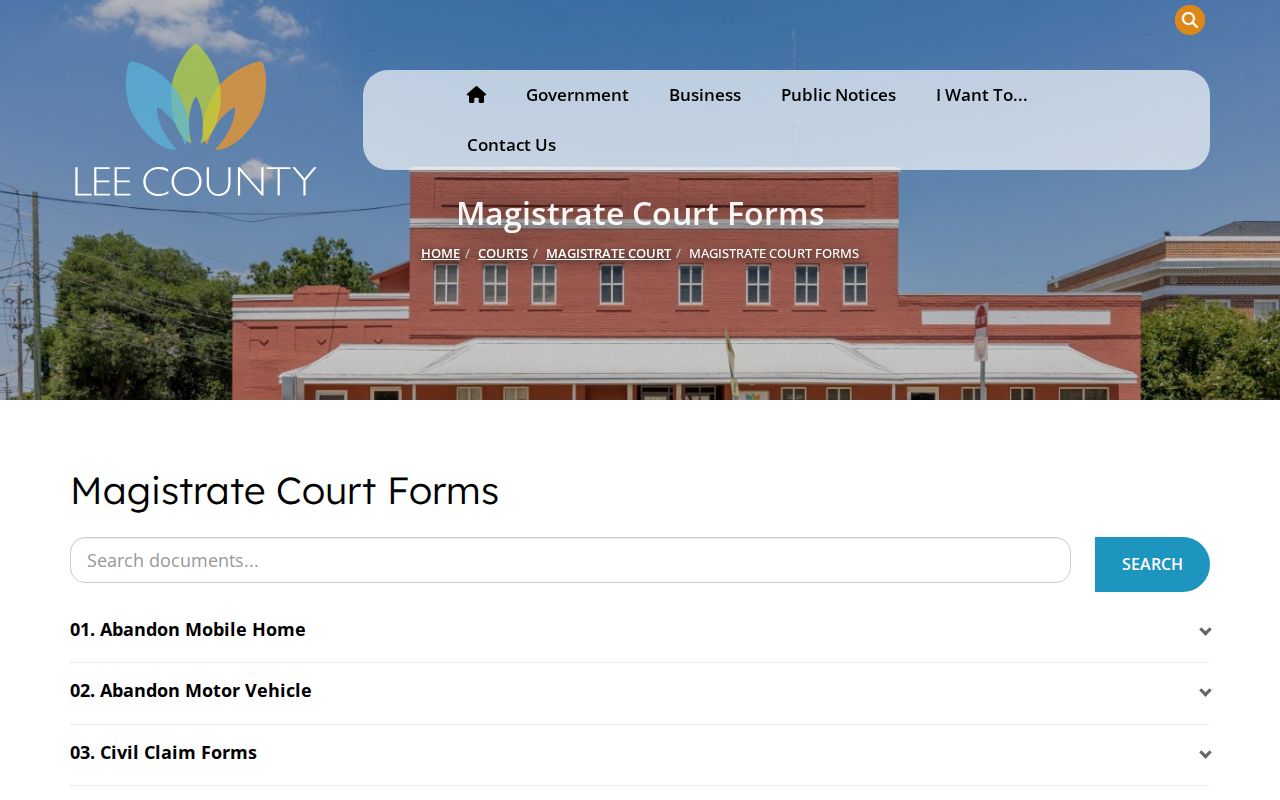 Lee County arrest warrant application criminal forms page